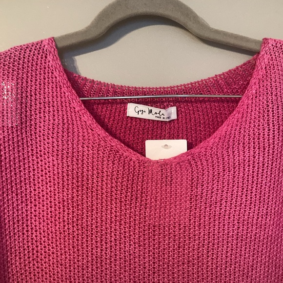 Easter Hot Pink Cuff Sleeve Cropped Sweater| Made in Italy| Sz Med - Picture 5 of 11